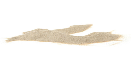 Fototapeta na wymiar Pile of dry beach sand isolated on a white background