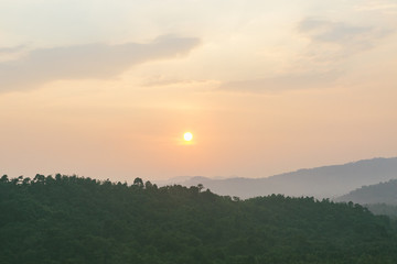 Colorful clouds on sunset sky in Khun Dan Prakan Chon Dam
