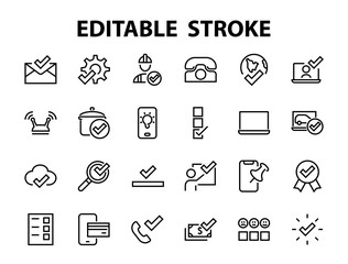 A simple set of claim related vector ICON lines. Contains icons such as file uploaded, received document, read message, receive call and more. Editable Bar. 48x48 Pixel Perfect