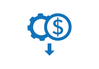 Dollar rate decrease vector line icon. Money symbol with down arrow. Lower cost icon. Financial crisis vector icon, Lower cost icon, Business lost crisis decrease vector illustration. Editable stroke.