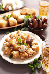 traditional arabic pastry and mint tea