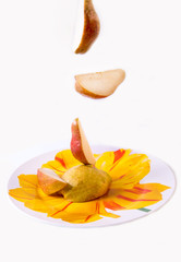 fresh pear sliced ​​on a plate