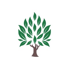 Tree icon illustration with green leafs. Nature symbol graphic design