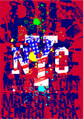 New york retro american flag graphic design vector art