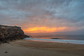 Fototapeta na wymiar Sunset in Nazare, Portugal.