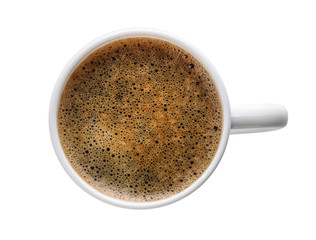 Cup of coffee on white background