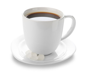 Cup of coffee on white background