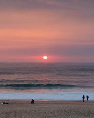 Sunset in Nazare, Portugal.