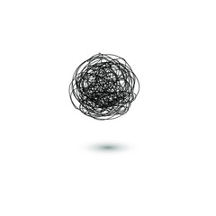 vector Doodle ball of thread. ink sphere Doodle. modern icon of the thought process