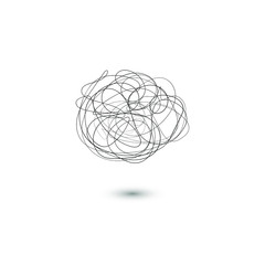 vector Doodle ball of thread. ink sphere Doodle. modern icon of the thought process