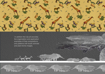 Clip-art "Dreams of Africa" based on Irina Steklova's pictures (digital transformation images in hand graphics)