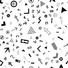 Seamless vector pattern with different arrows. Modern cursor illustration