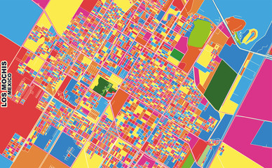 Los Mochis, Sinaloa, Mexico, colorful vector map