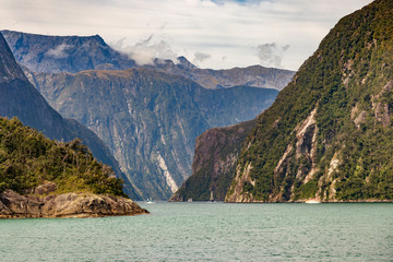 Landscape at Milford Sound in New Zealand. South Island.