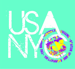 New york city embroidery graphic design vector art