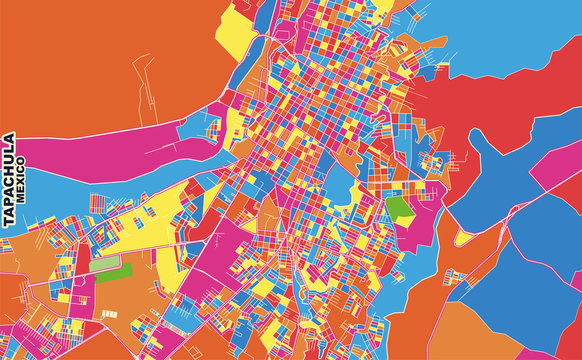 Tapachula, Chiapas, Mexico, colorful vector map