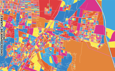 Fototapeta na wymiar Chicoloapan de Juárez, México, Mexico, colorful vector map