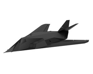 Fototapeta na wymiar Black military aircraft invisible. Stealth. 3D Illustration.