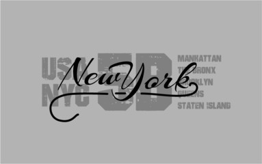 New york city embroidery graphic design vector art