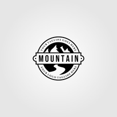 vintage mountain view logo designs with river symbol vector