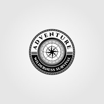compass logo vector wilderness adventure survival emblem illustration design