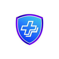 Medical cross with shield logo design