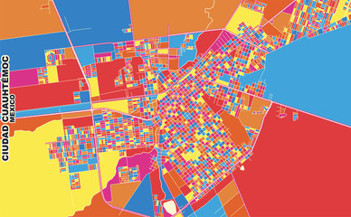 Ciudad Cuauhtémoc, Chihuahua, Mexico, colorful vector map