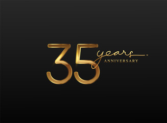 35 Years Anniversary Logo Golden Colored isolated on black background, vector design for greeting card and invitation card