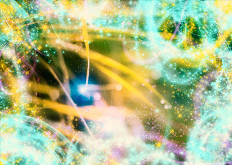 Grass with magic starry glows