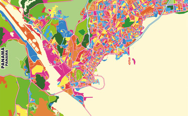 Panamá, Panamá, Panama, colorful vector map
