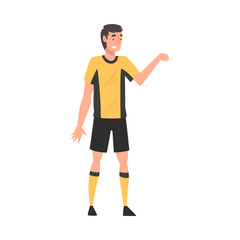 Soccer Player in Sports Uniform, Male Athlete Character Vector Illustration