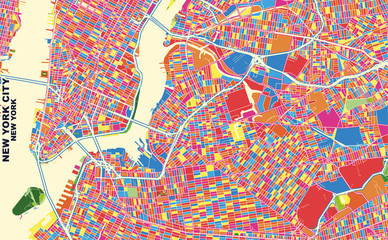 New York City, New York, U.S.A., colorful vector map