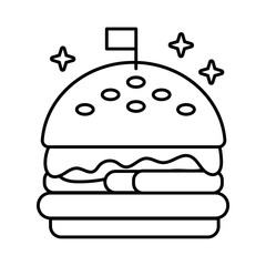 delicious burger fast food line style icon