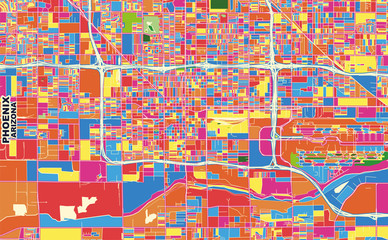 Fototapeta na wymiar Phoenix, Arizona, U.S.A., colorful vector map