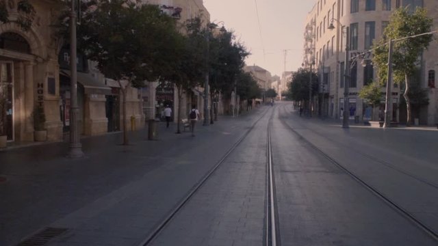 Empty streets of Downtown Lisbon during the Corona Virus, Covid-19 shut down. Lockdown, quarantine.