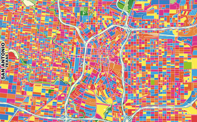 San Antonio, Texas, U.S.A., colorful vector map