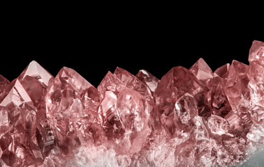 light large ruby crystals closeup on black