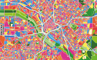 Dallas, Texas, U.S.A., colorful vector map
