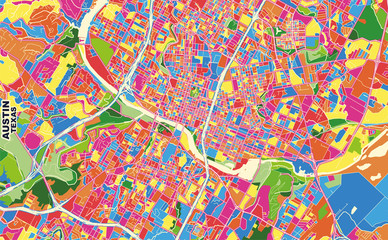 Austin, Texas, U.S.A., colorful vector map