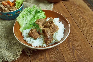 Beef Tips on Rice