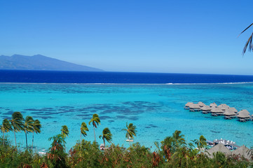 Beautiful blue water on Mo'orea Island in Tahiti