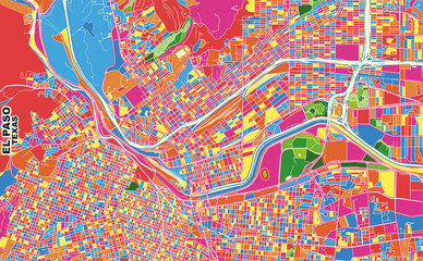 El Paso, Texas, U.S.A., colorful vector map