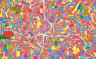 Fototapeta na wymiar Atlanta, Georgia, U.S.A., colorful vector map