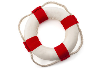 Assistance to survive, bailout, life rescue equipment and survival gear concept with lifebuoy...