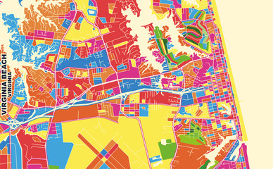Virginia Beach, Virginia, U.S.A., colorful vector map