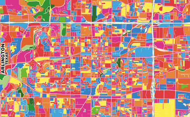 Arlington, Texas, U.S.A., colorful vector map