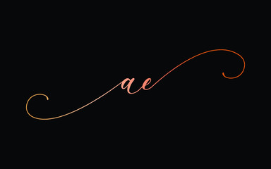 ae or a, e Lowercase Cursive Letter Initial Logo Design, Vector Template