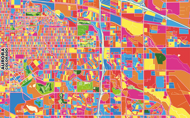 Fototapeta premium Aurora, Colorado, U.S.A., colorful vector map