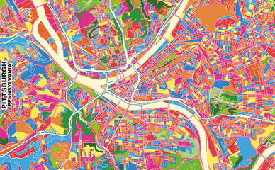 Pittsburgh, Pennsylvania, U.S.A., colorful vector map - obrazy, fototapety, plakaty