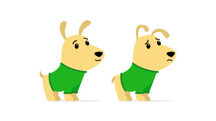 Little dog with a different mood. A pet. Vector illustration. Flat style
